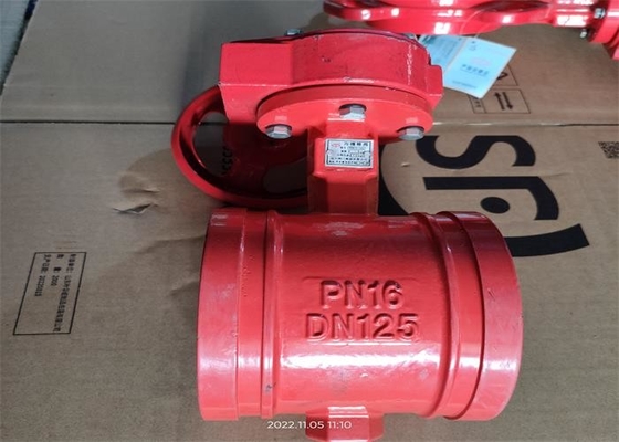Turbine Groove Red Butterfly Valve Red Color Dn100 Mm